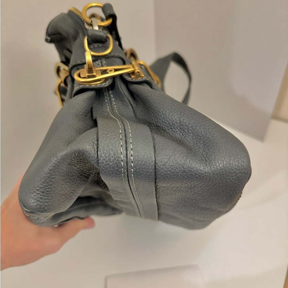 SOLD! Chloe Medium Paraty Gray Leather Handbag with Gold Hardware - Picture 14 of 15
